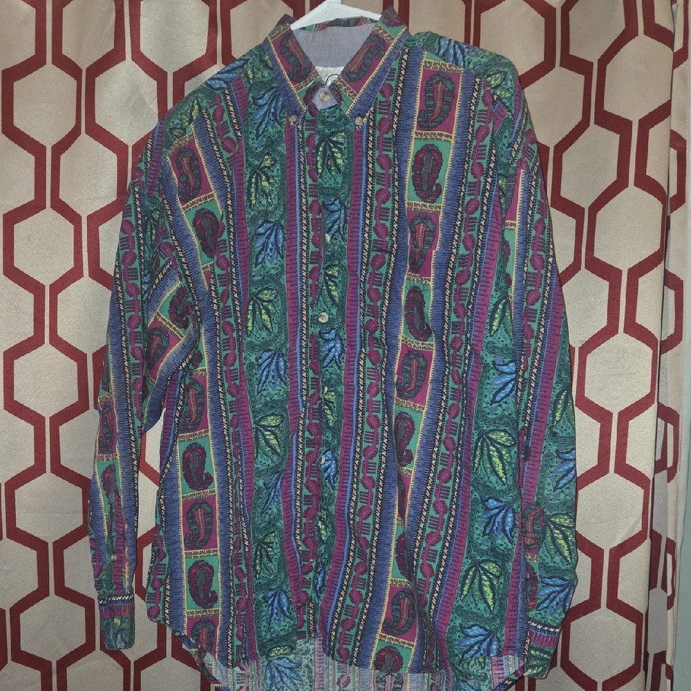 Vibrant Striped Men's Shirt Vintage